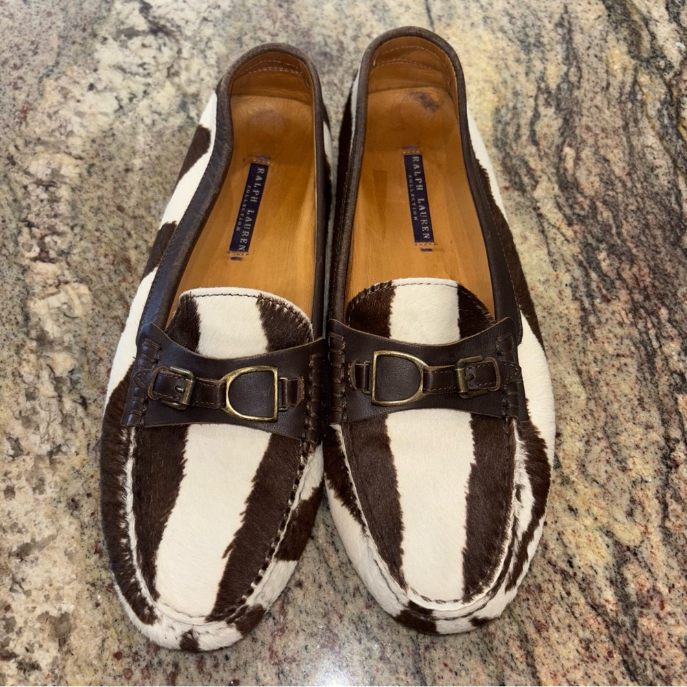 Ralph Lauren Brown and White Ponyhair Loafers